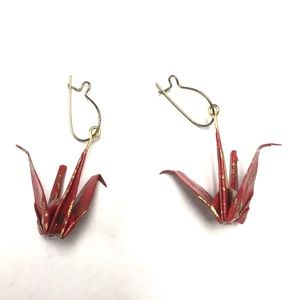 Handmade origami crane earrings.